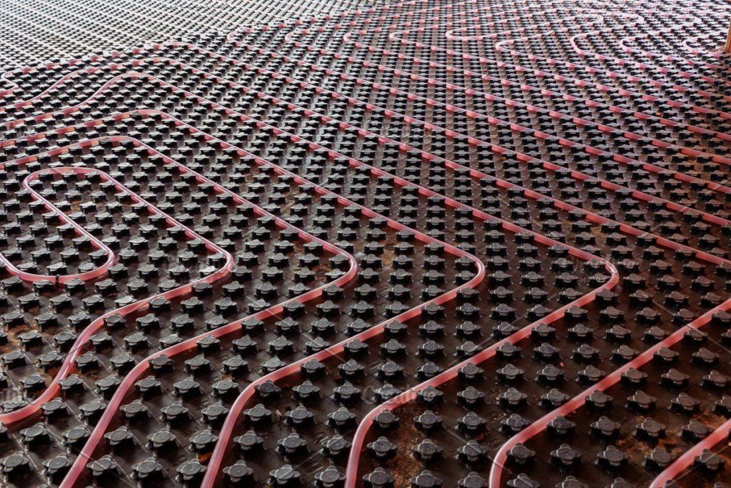 Radiant Floor Heating Tubes laying below swimming pool for heating