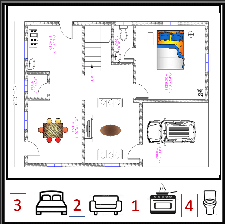 25x37 House Plan