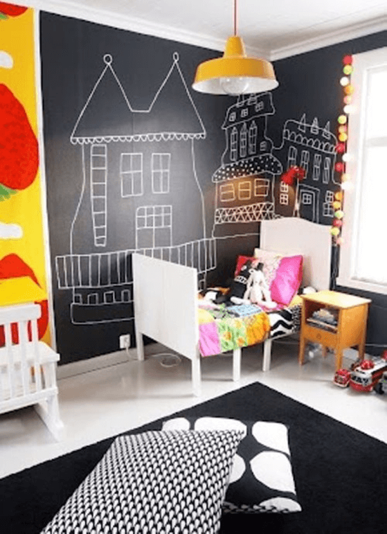 A chalk wall for kids to draw anything on the wall-1