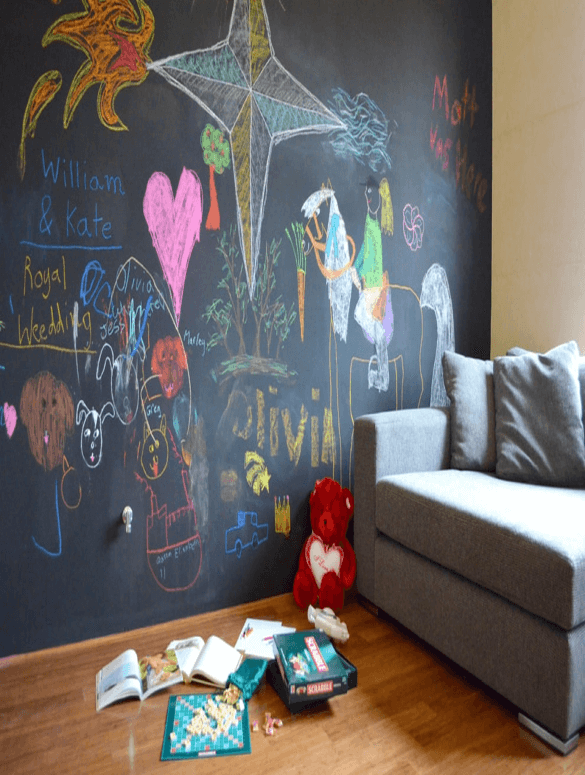 A chalk wall for kids to draw anything on the wall-2