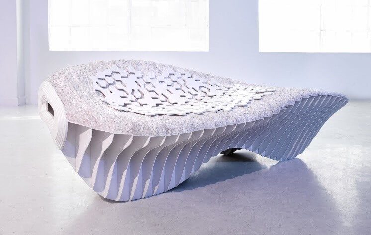 Mushroom chair constructed from Mucelium