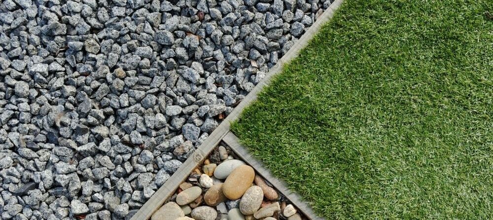 loose stone or pebbles used as a hardscaping material around house
