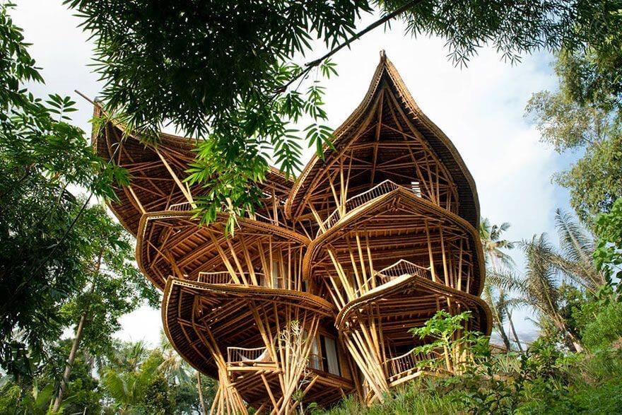 A house constructed with Bamboo a sustainable material but weak performance in extreme conditions