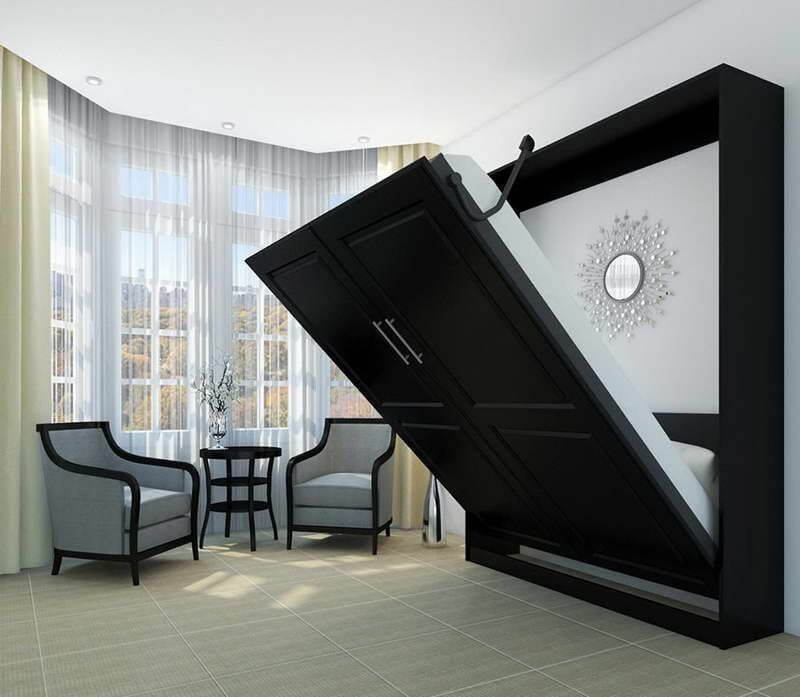 A murphy bed that can be folded into the wall
