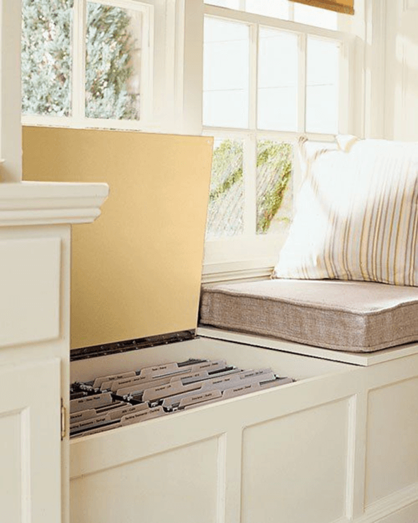 Storage underneath window seating in compact homes