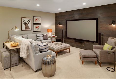 A second living room created in the basement of a house