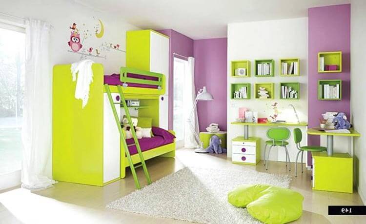 Kids room designed in pink, yellow and white to make it more colourful