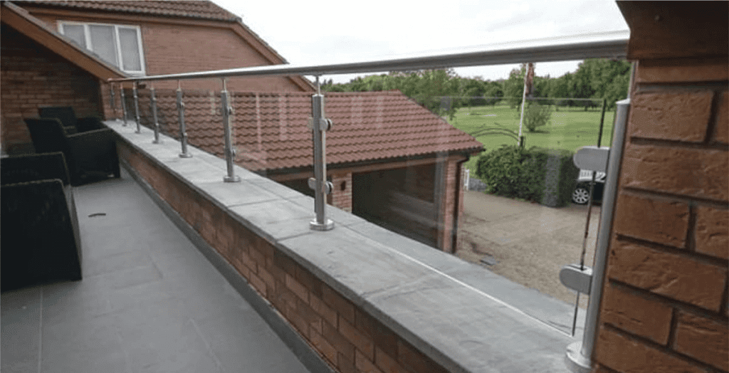 SS and toughned glass or fiber glass railing as parapet walls