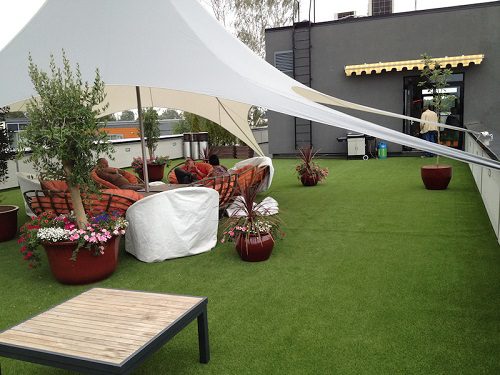 Fabric canpoy on terrace for covered seating