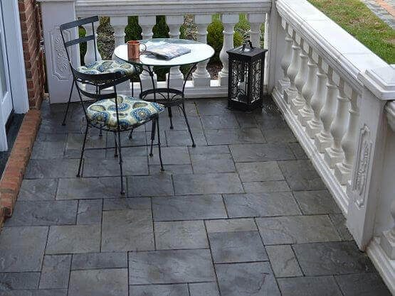 Natural stone in terrace area with seating