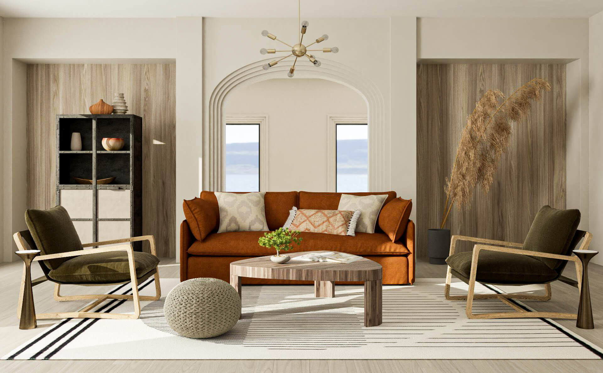 Use Of Earthy Colors In Living Room Of A House 