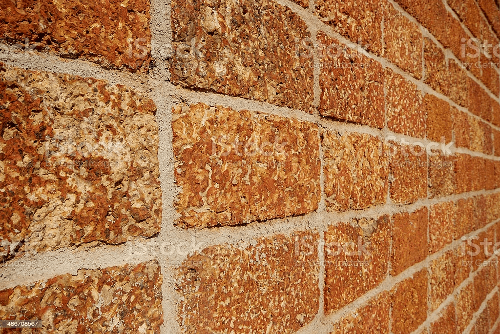Laterite brickwall in house construction