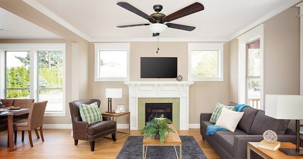 Energy star ceiling fan installed in living area