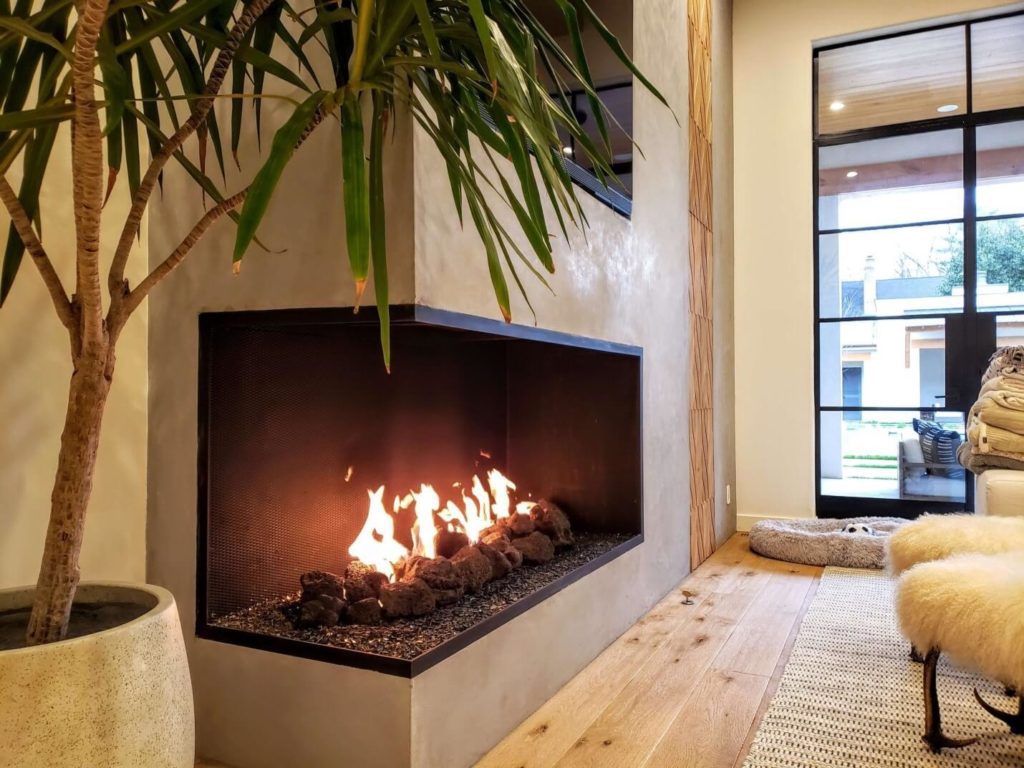 installed modern fireplace with modern interior