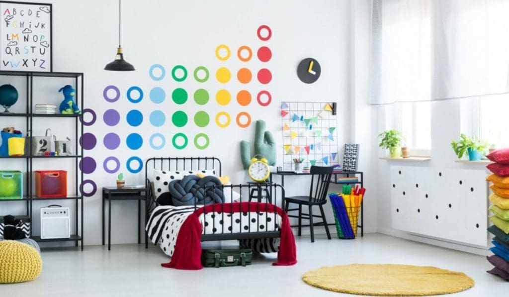 wall decoration with colourful stickers