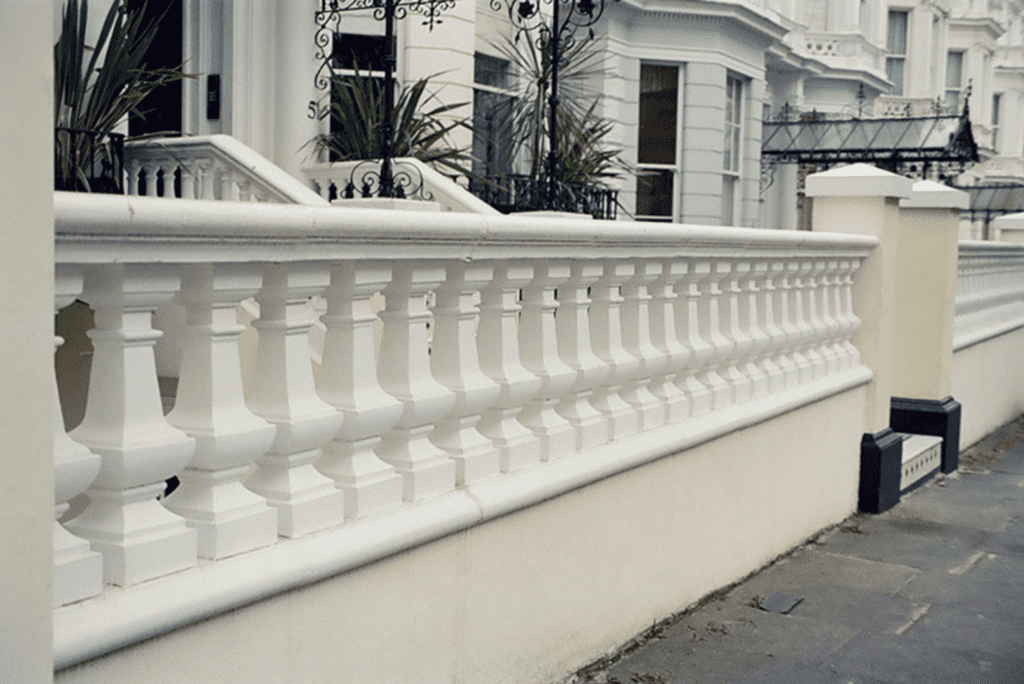cement balustrade of white colour