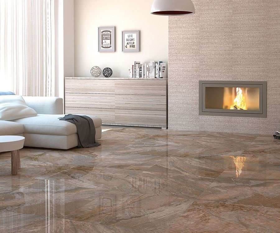 Picture of room with brown marble flooring