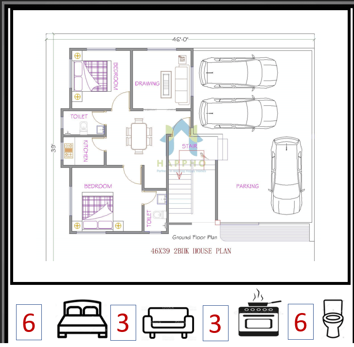 6 BHK House Plan