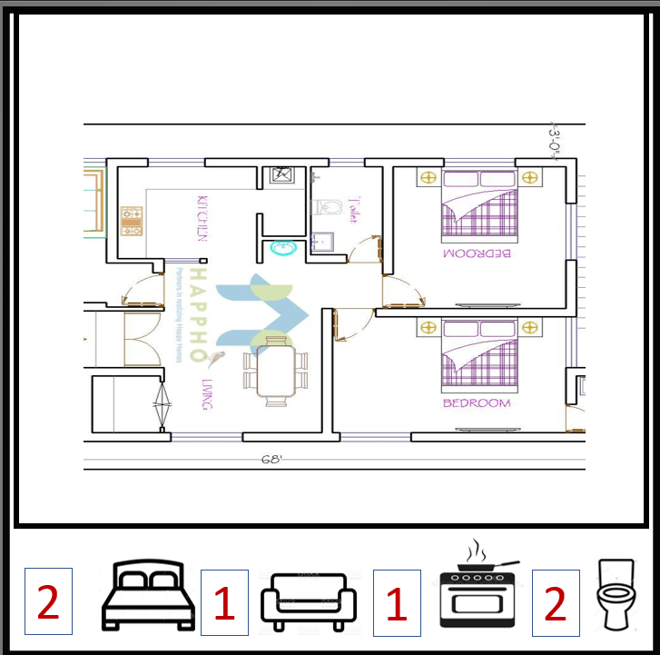 2 bedroom house floor plan