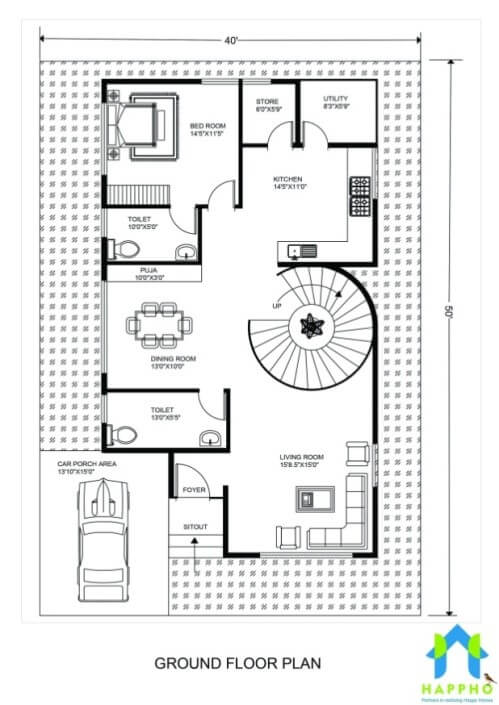 floor plan for duplex 3 bhk house