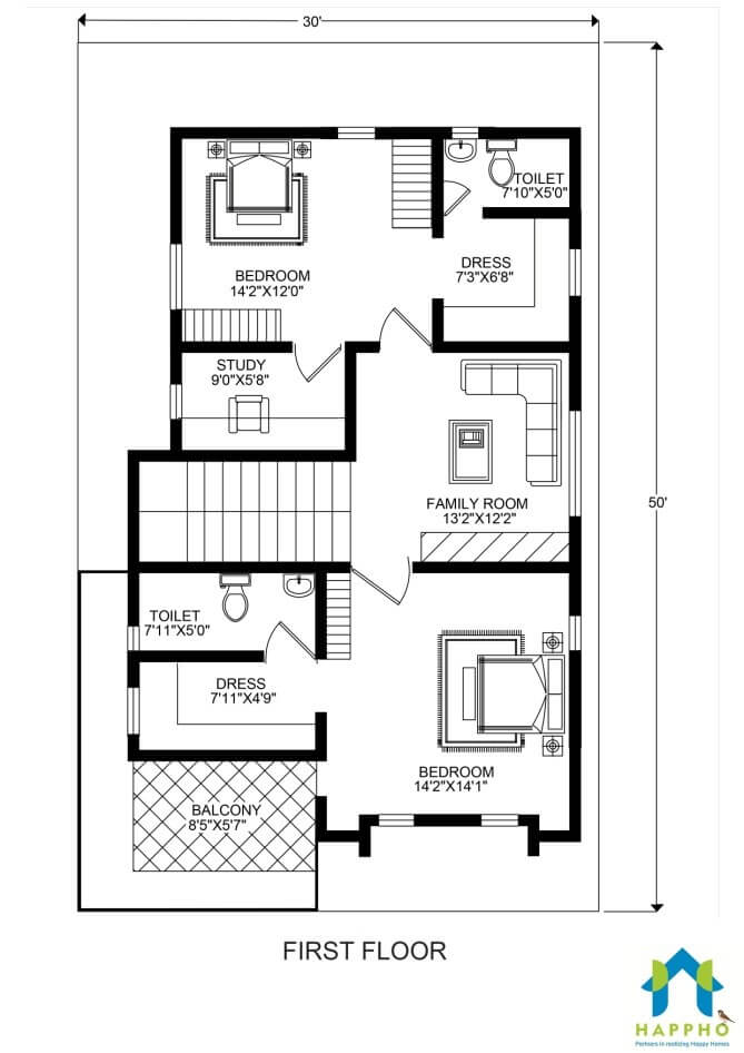 3 BHK HOUSE FLOOR PLAN