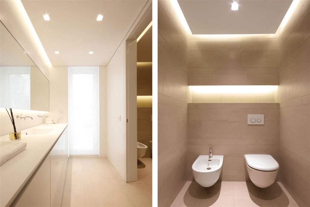 bathroom ceiling with lights