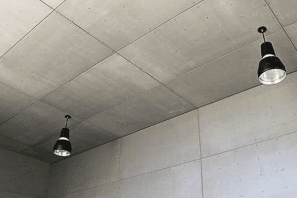 bathroom ceiling of cement board with lights