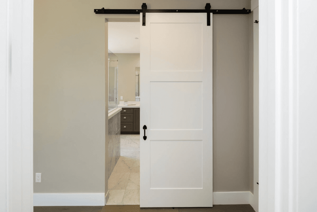 sliding barn door in white color