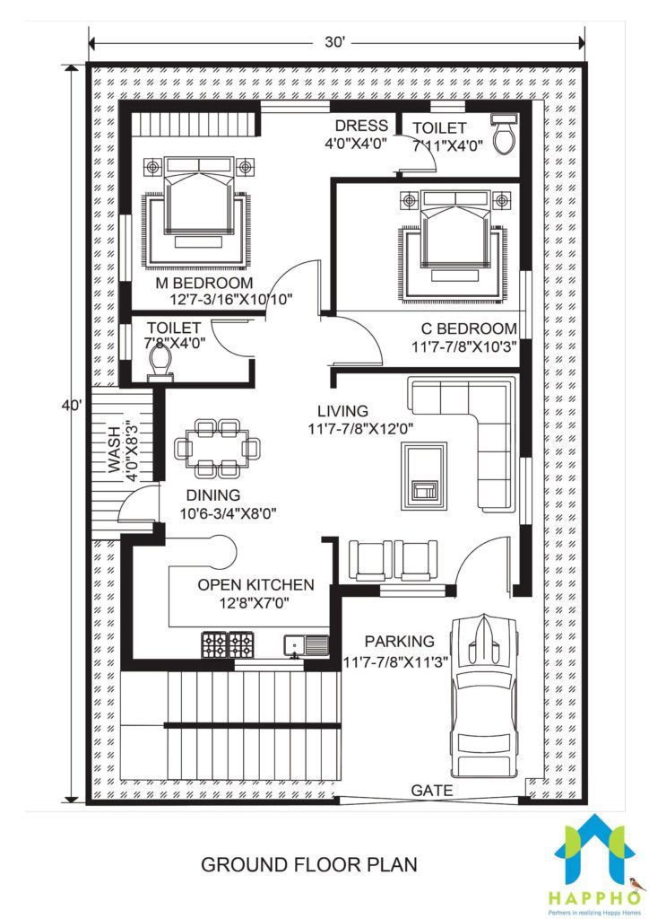 floor plan for 2 bhk plan