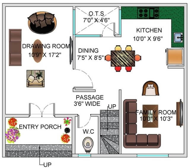 floor plan for 2 bhk house plan