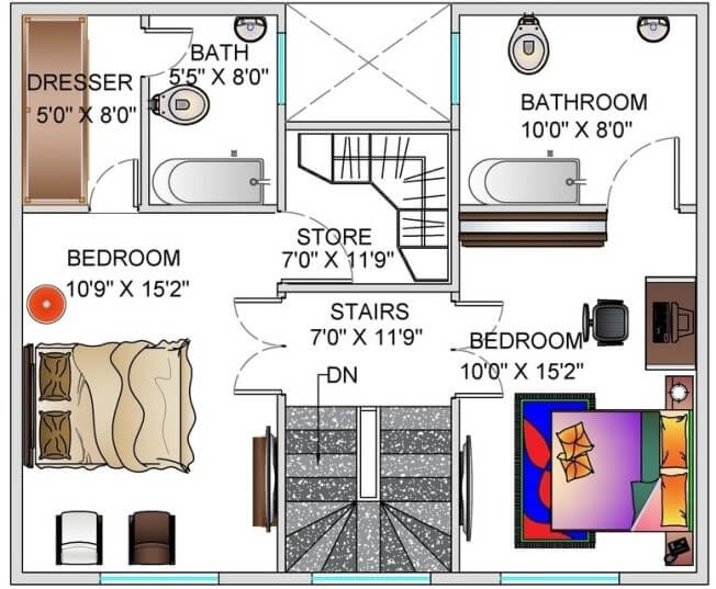 floor plan image of 2 bhk house