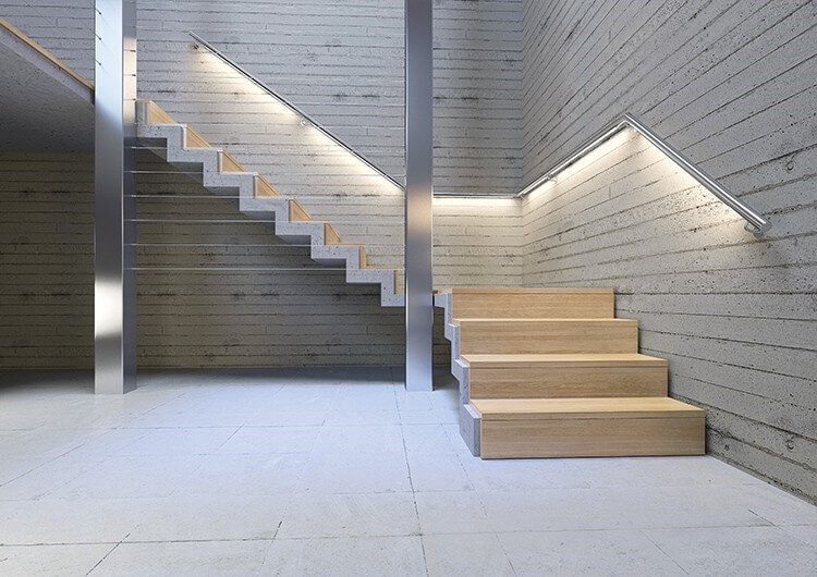 Handrail Lights incorporated in stairs